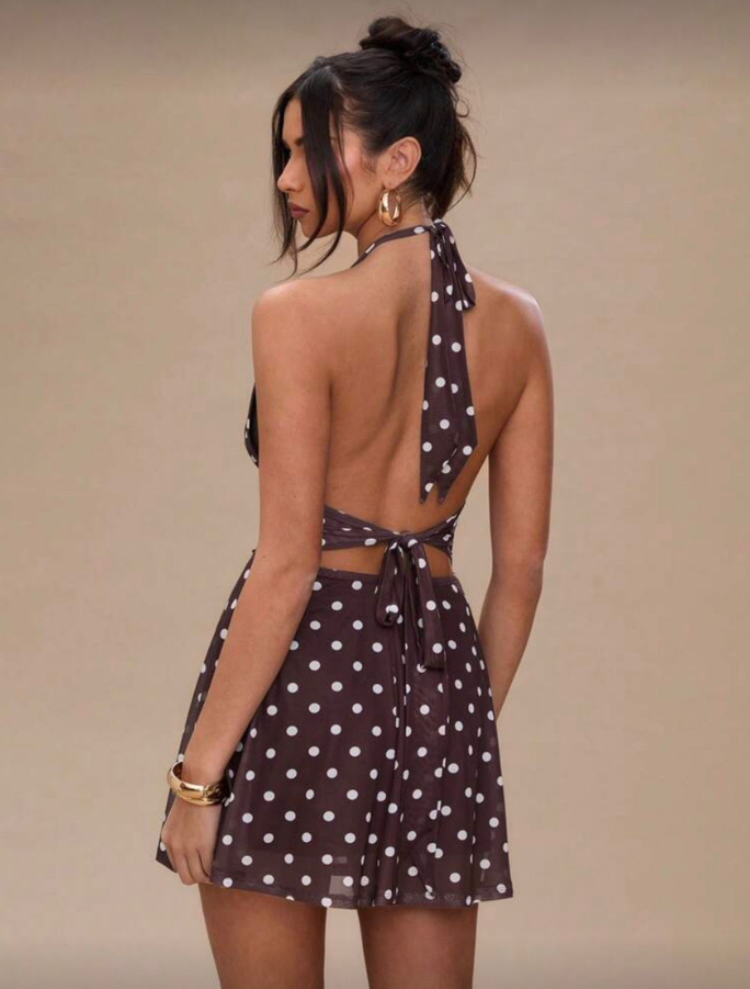 Summer Polka Dot backless Dress