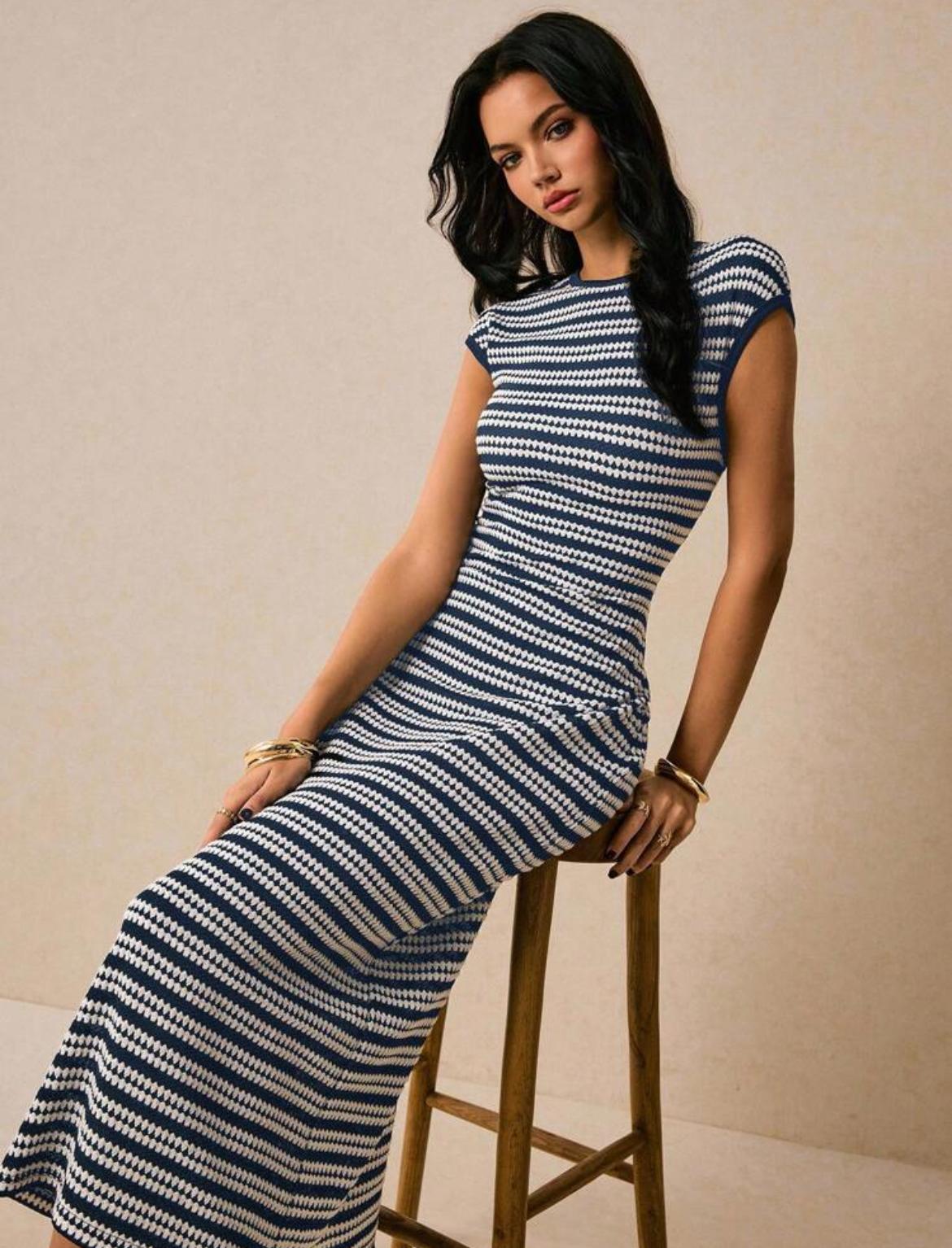Casual Striped Long Dress
