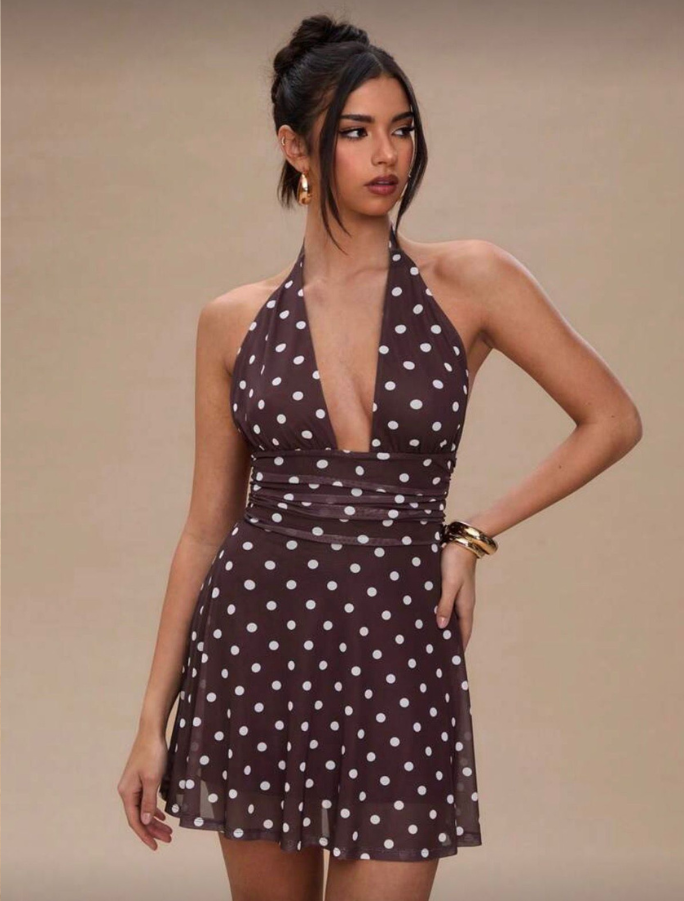 Summer Polka Dot backless Dress