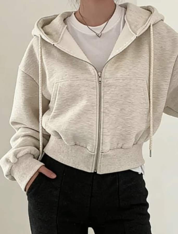 Light Grey Cropped Hoddie