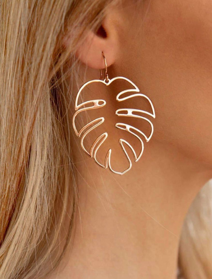 Palm Leaf Earrings - Rose Gold