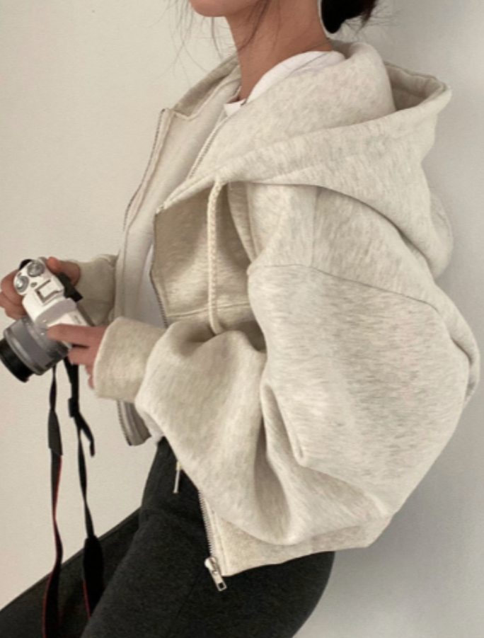 Light Grey Cropped Hoddie