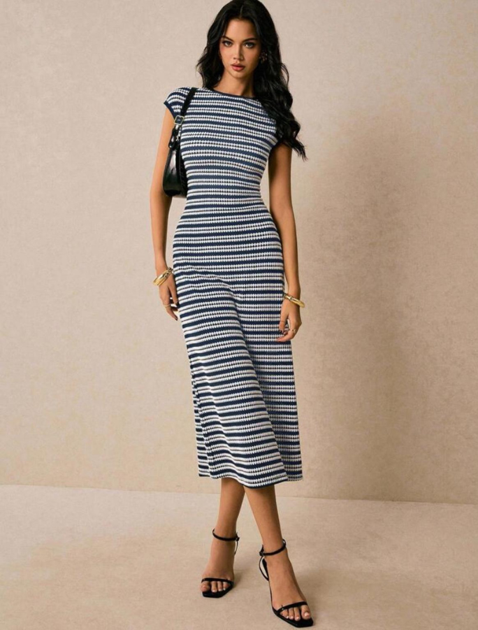 Casual Striped Long Dress