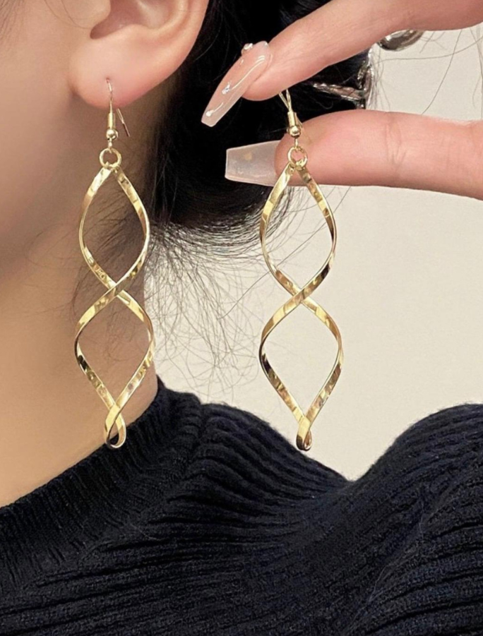 Spiral Drop Earrings - Yellow Gold