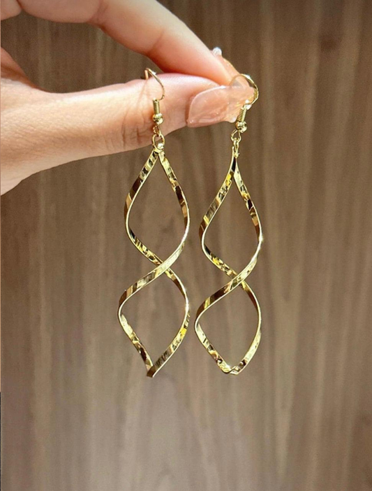Spiral Drop Earrings - Yellow Gold