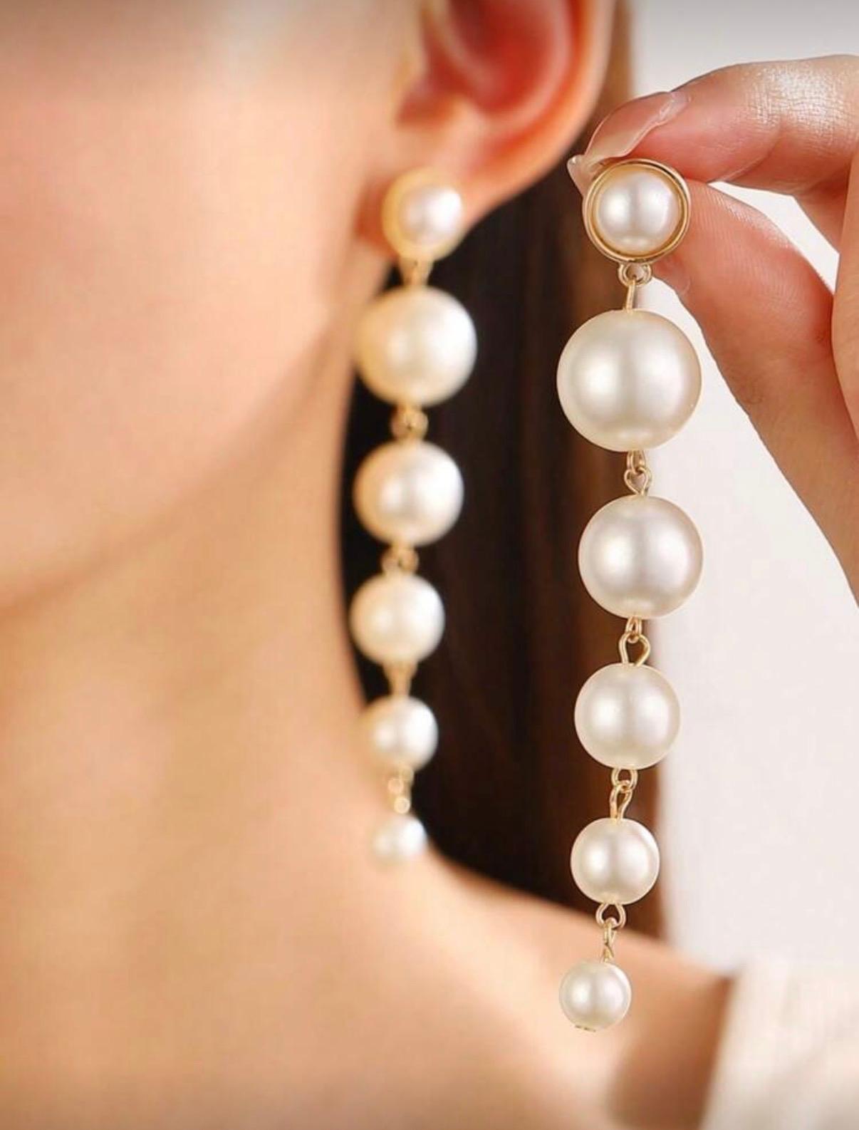 Pearl Style Tassel Earrings