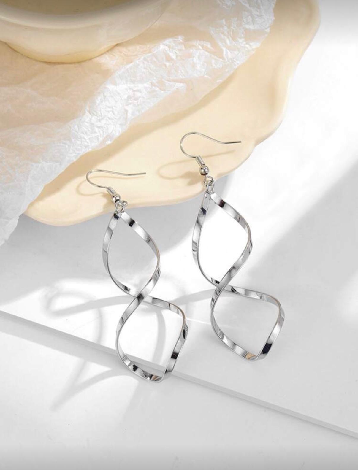 Spiral Drop Earrings - Silver