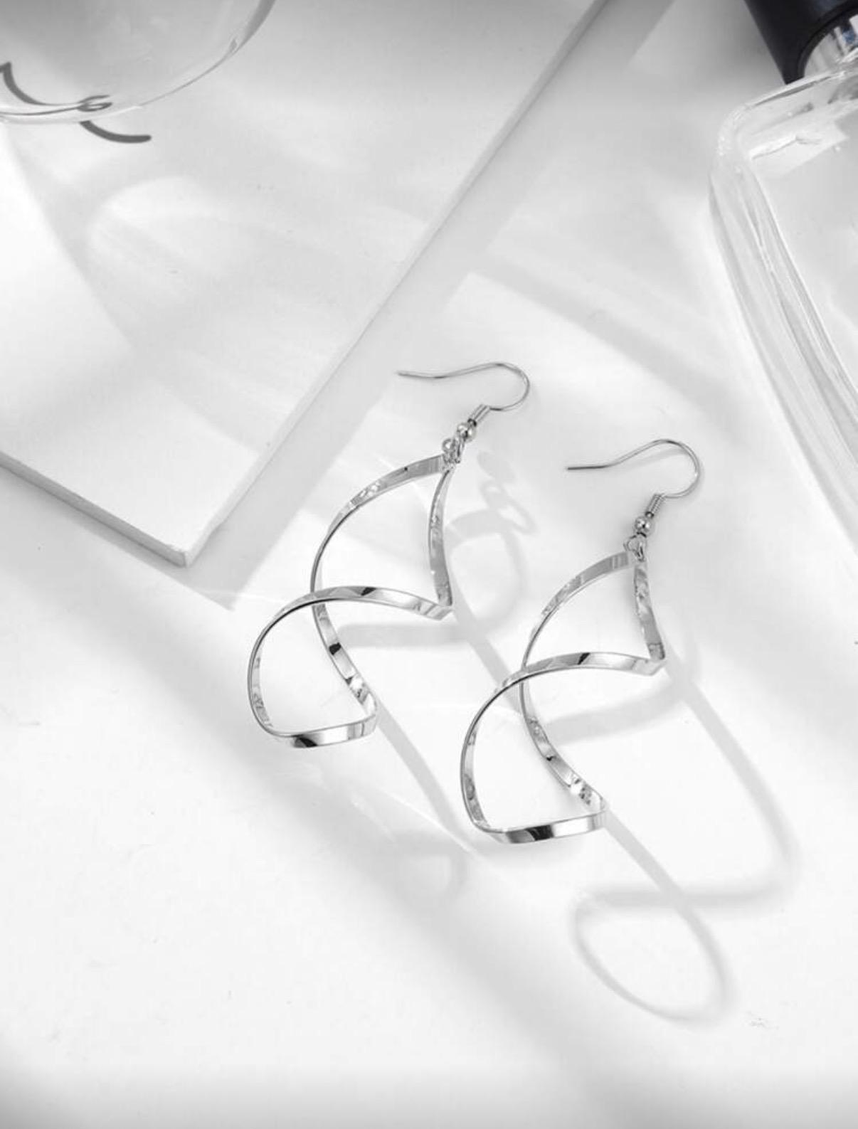 Spiral Drop Earrings - Silver